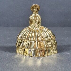 Vintage Victorian Woman Southern Belle Brass Bell, 4.5" x 2.5"